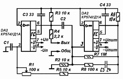 Схема генератора без терморезистора