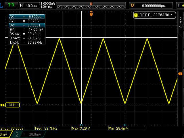 кварцевый генератор 32768 Гц сигнал LM358